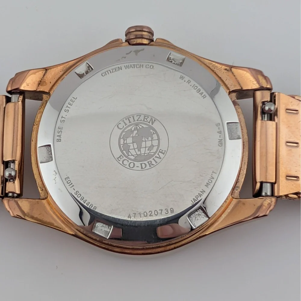 Citizen Eco-Drive Silhouette E011-S094488 Rose Gold Swarovski Crystal Watch 30mm